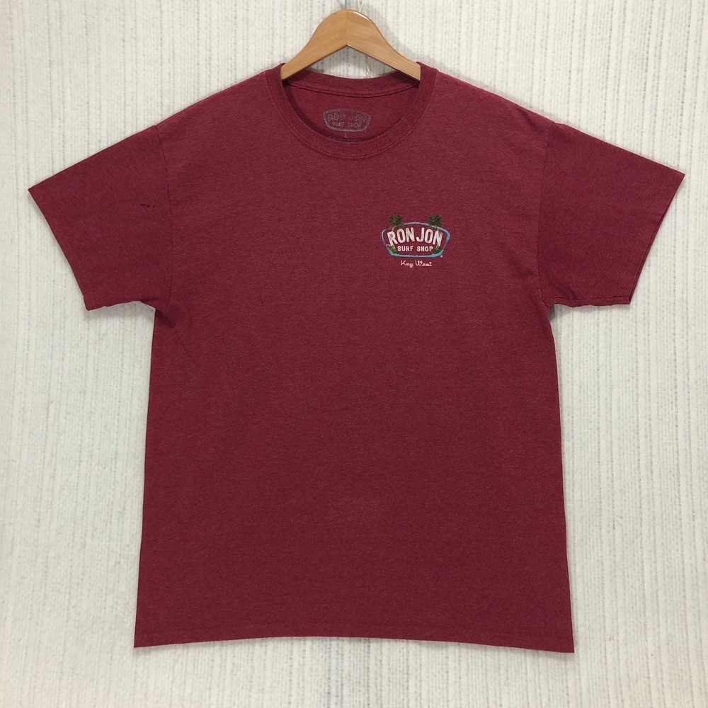 Ron Jon Surf Shop Key West Graphic T-Shirt Mens Large Burgundy Woody Wagon Red